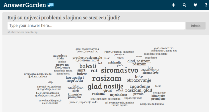 AnswerGarden - globalni ciljevi odrivog razvoja